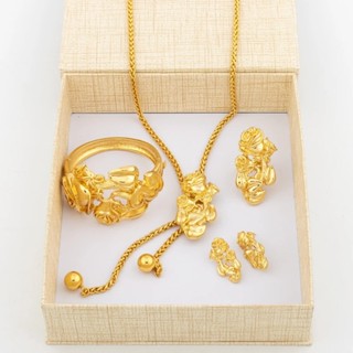 Ym Luxury Jewelry Sets For Women Dubai Gold Color Necklace Earrings Bangle Rings With Gift Box