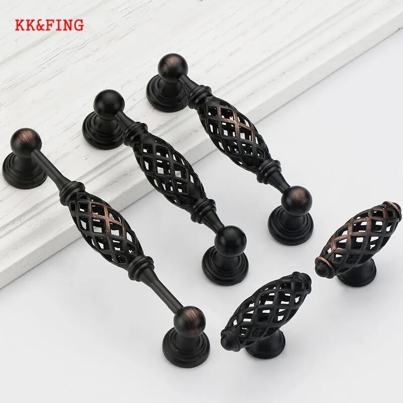 KK&FING Antique Red Bronze Cabinet Handles Zinc Alloy Hollow Out Bird ...