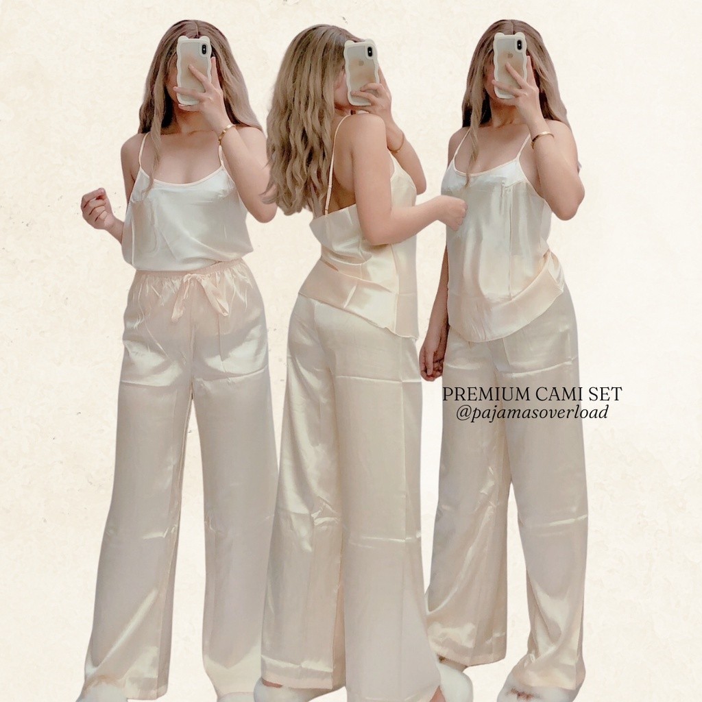 Silk Pajama Long Pants Terno Sleepwear Set Korean Home Wear