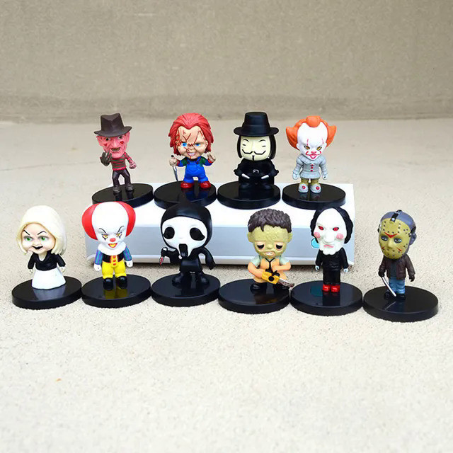 EON2 10 Pcs/Set Horror Movie Figurine V for Vendetta Chucky Freddy ...