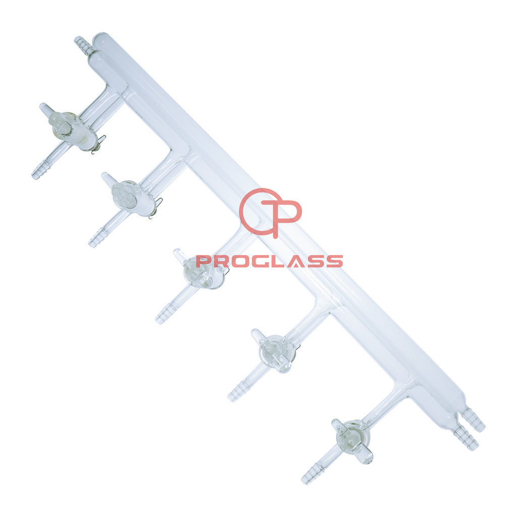 Stopcock 6 With Gas 6 Solid Glass Lab Vacuum/Inert Manifold Spring ...