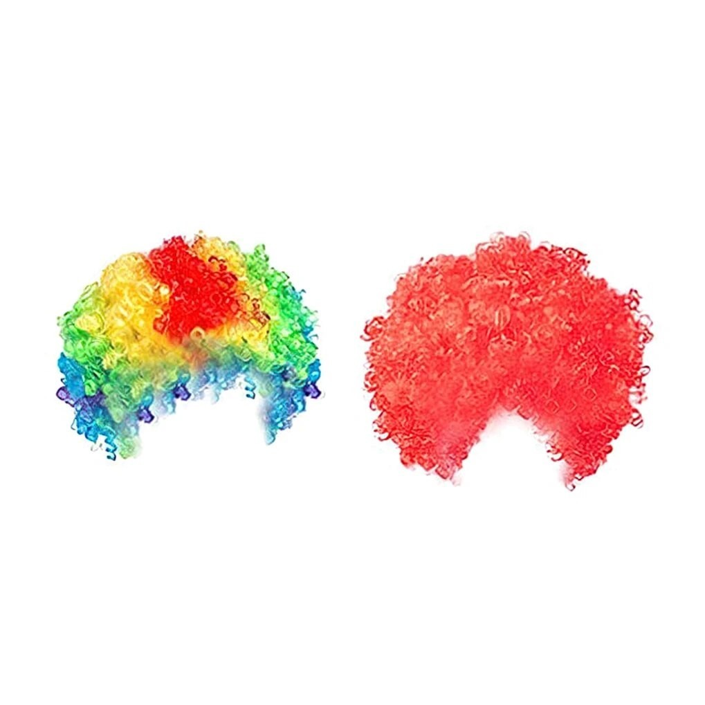 ~Pack of 2 Funny Clown Curly Wigs,Rainbow Wig Clown Wig,70's 80's Disco