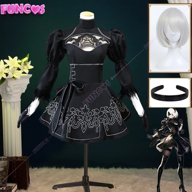 YoRHa No. 2 Type B Cosplay Costume Wig Game NieR Automata 2B Dress NieR ...