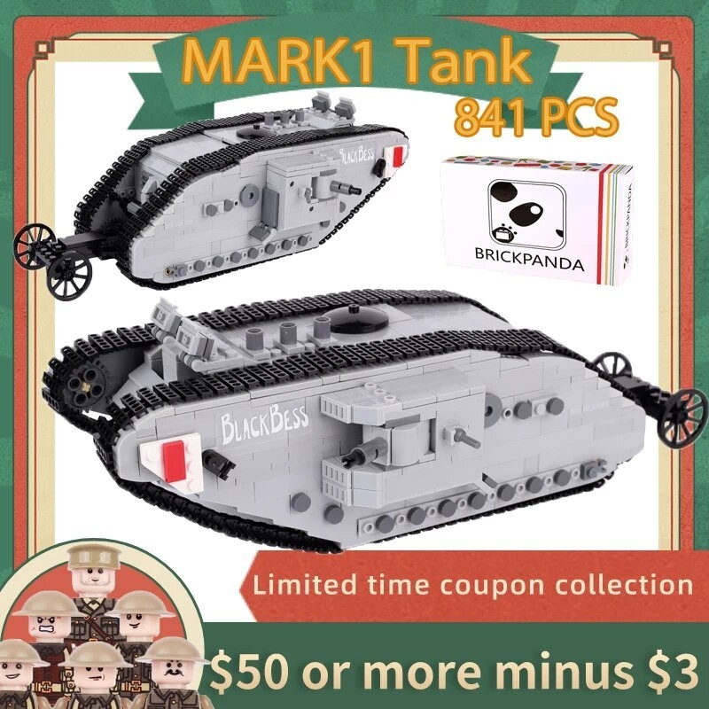 67Z WW1 Britain Military MARK1 Tank Model Building Blocks War Army ...