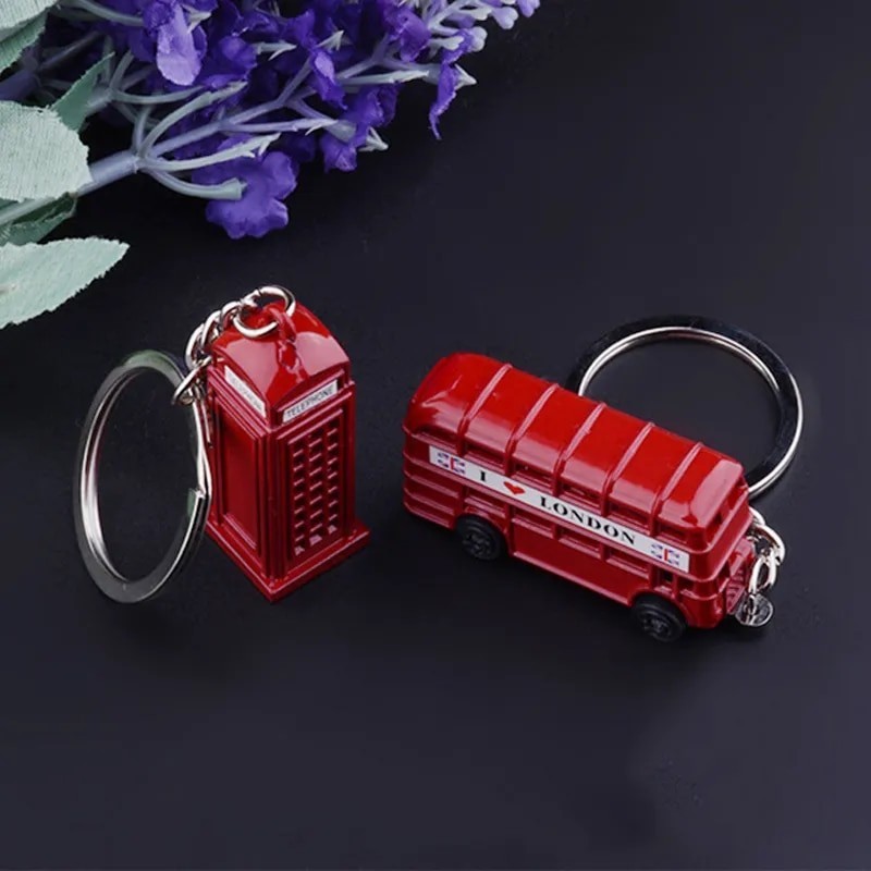 New London Red Bus Key Chain Post Mail Box Key Holder Telephone booth ...