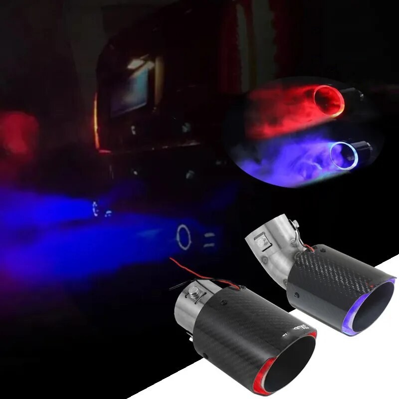 393 Universal Car LED Exhaust Muffler Tip Pipe Red/Blue Light Flaming