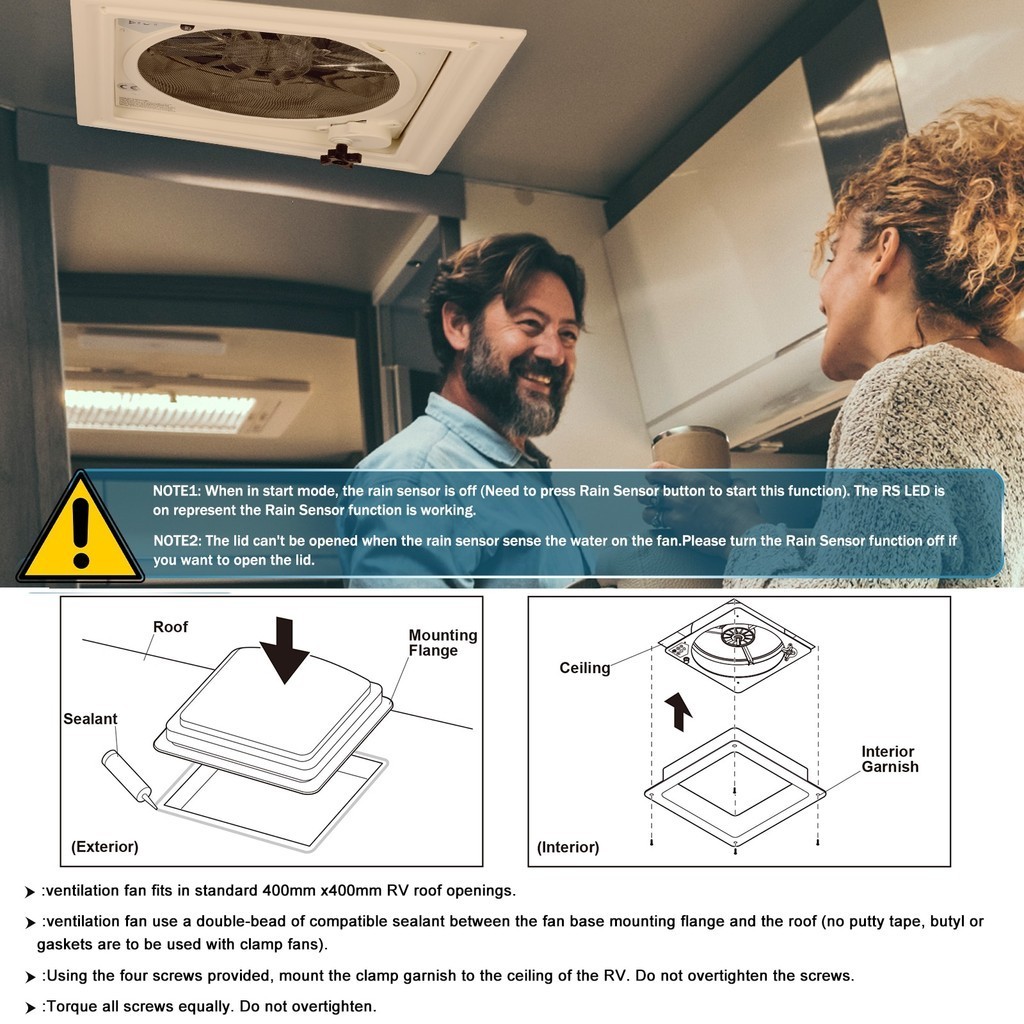 quality goods 103 Speed RV Fan Rain Sensor Remote Control Caravan RV