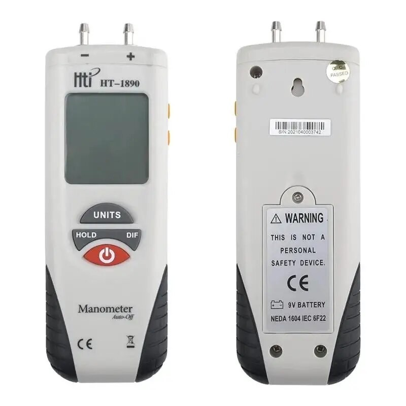 HTI HT-1890 Gas Pressure Gauge Manometer Handheld Digital Manometer ...