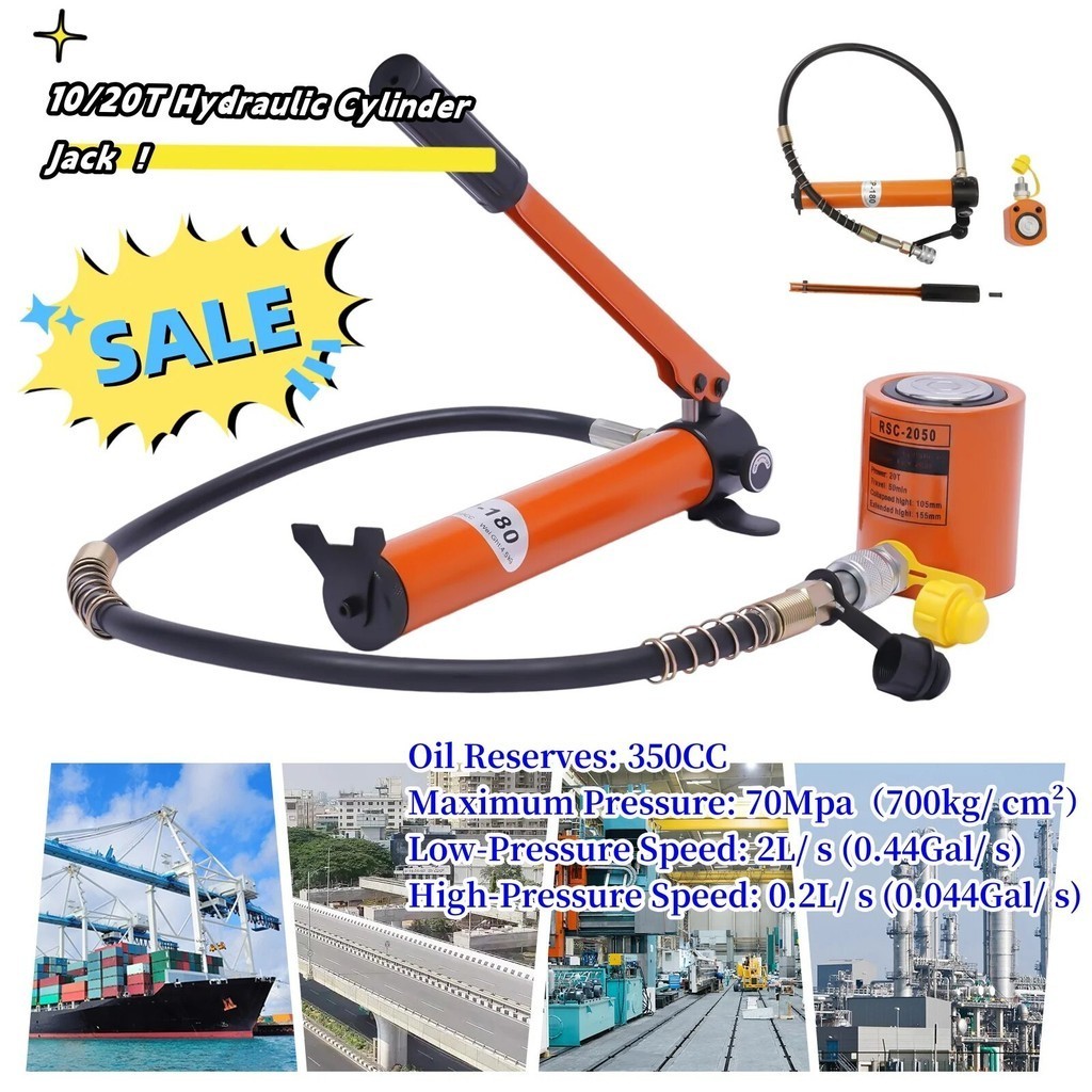 Hydraulische Cilinder 10T Handmatige Hydraulische Pomp Set Draagbare Industriële Lift 70Mpa 350cc (BSY-10 CP-180