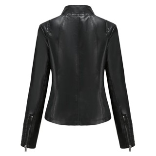 Faux Leather Jacket Women Moto Biker Zipper Jacket 2024 New Coat Brown ...