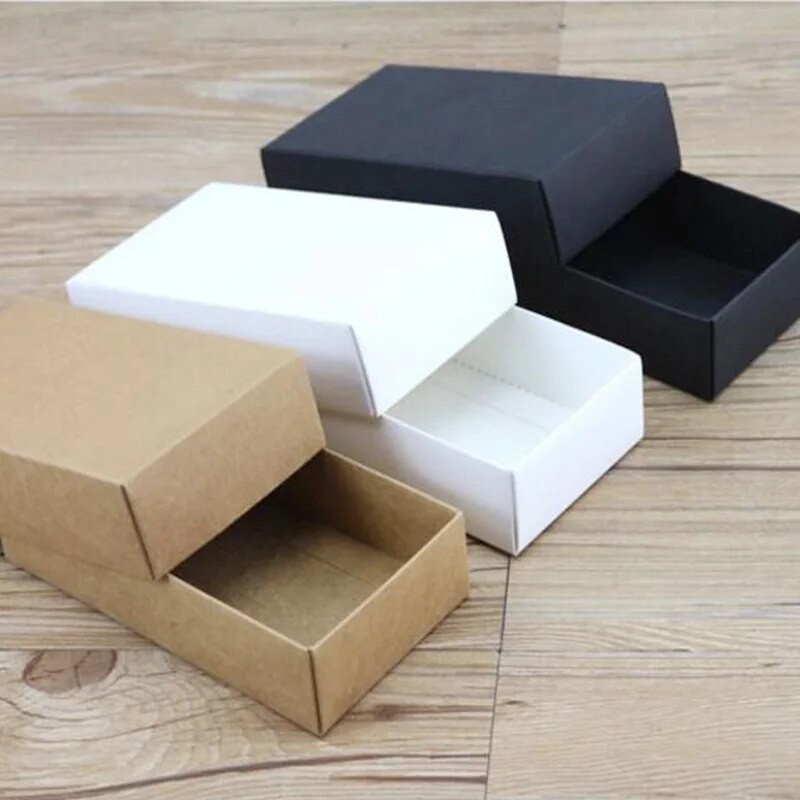Kraft Black White Gift Carton Cardboard Box Kraft Blank Carton Paper ...
