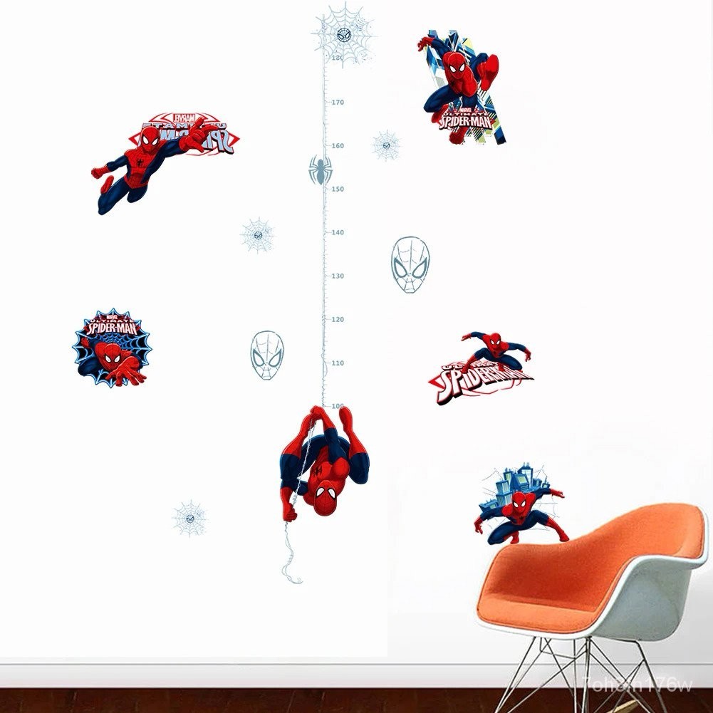 Spider Man height ruler Wall Sticker Creative Printed Superhero ...