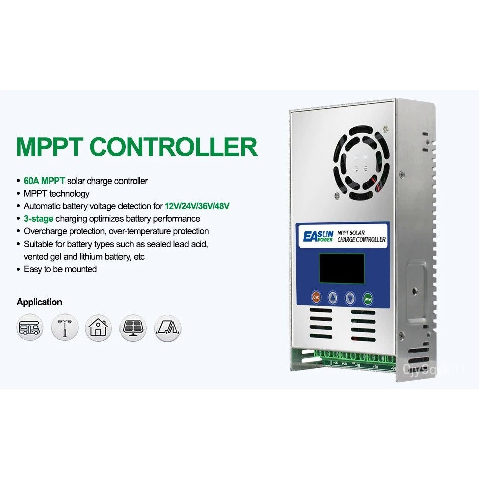 MPPT 60A LCD Display Solar Charge Controller 12V 24V 36V 48V Auto Solar ...