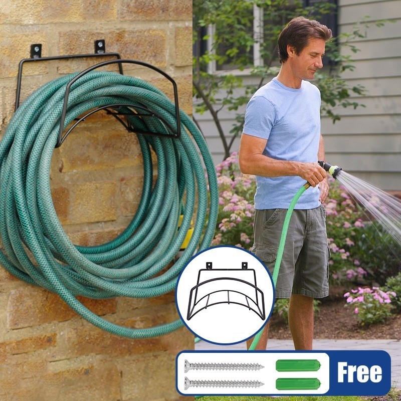COD-Garden Hose Rack Metal Hose Hanger Holder Storage Rack Organizer ...