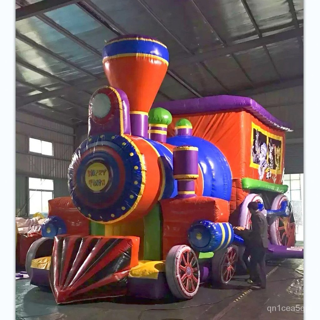 Inflatable Bouncer Cartoon Train Amusement Theme Park Castle Bounce ...
