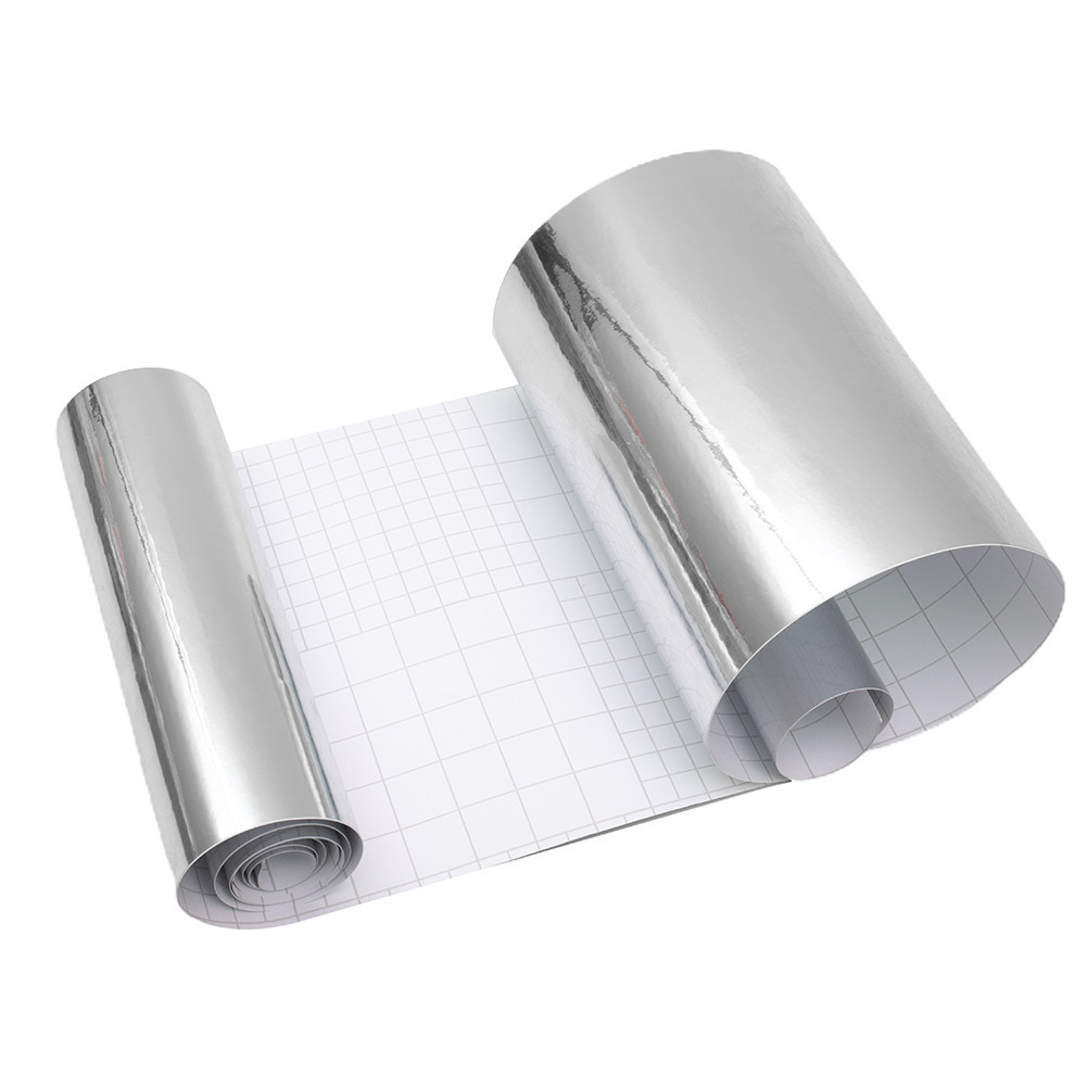 Self-Stick PVC Silver Chrome Mirror Vinyl Wrap Wall Sticker Decal UV ...