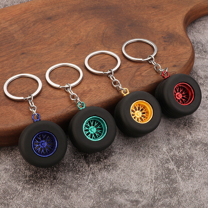 2024 New PVC Soft Rubber Car Tire Keychain Hanger Simulation