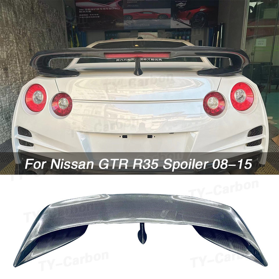 ☁For Nissan GTR R35 Spoiler Real Carbon Fiber Rear Trunk Lip Wing 2008 ...