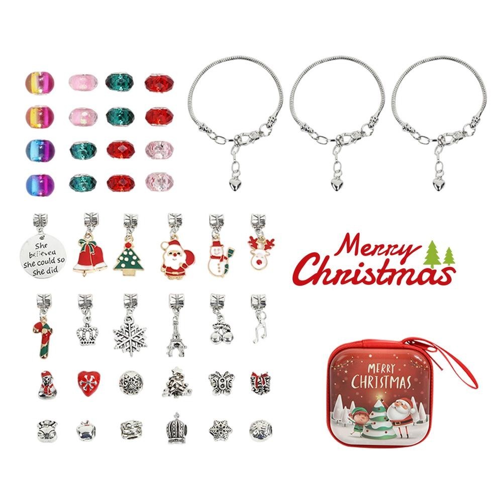 2021 Christmas Advent Calendar Gift Box Diy Bracelet Necklace Kit 24 