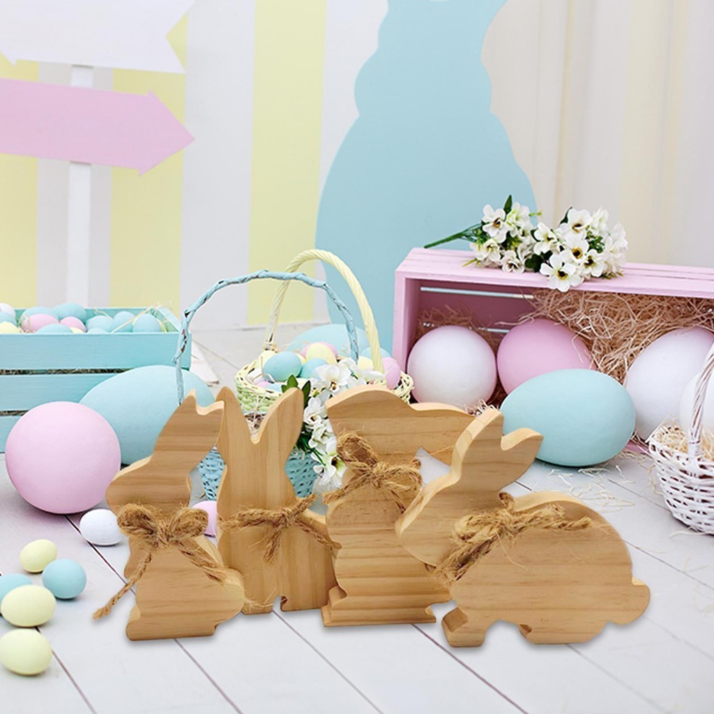 ๑4x Easter Wooden Bunny Desk DIY Craft Easter Spring Ornament Party ...
