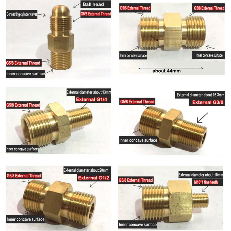 Helium regulator G5/8 thread to Helium tank cylinder adapter, external ...