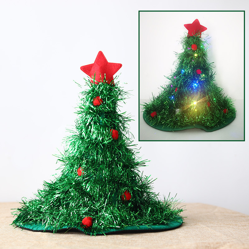 ☸6pcs Adult Men Women LED Blinking Glow Tree Hat Star Top Party ...