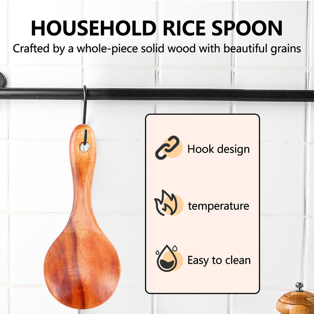 ☇Teak Wood Spoon Natural Solid Wood Rice Spoon Wooden Rice Paddle Big ...