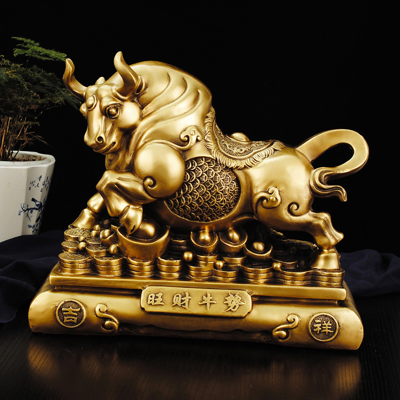 ♡Free shipping Copper Satue Big Wall Street Bronze Fierce Bull OX ...