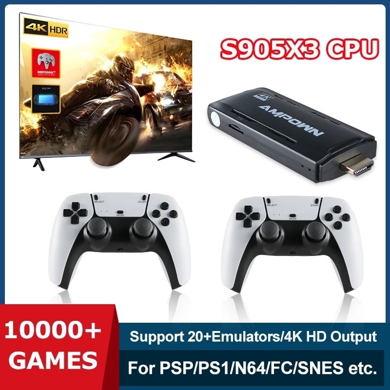 ⋌U9 4K Arcade Game Stick 64G 10000+ Games Retro Video Game Console 2 ...
