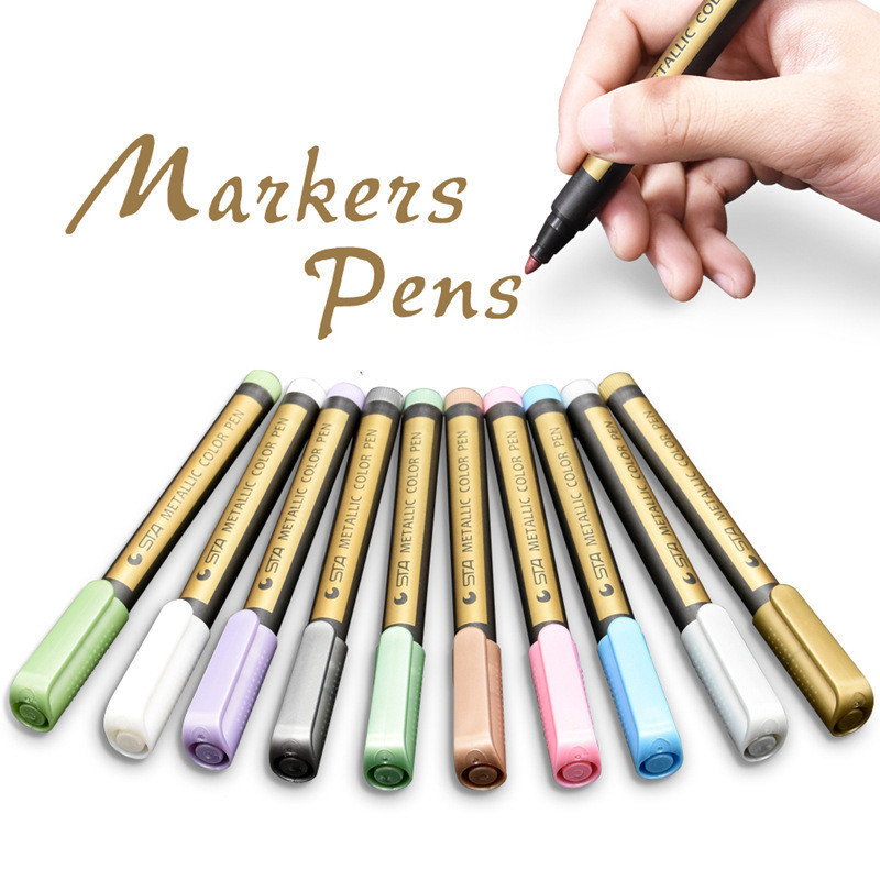 Metal Color Art Marker Pen 2.0mm Waterproof Permanent Paint Pen DIY ...
