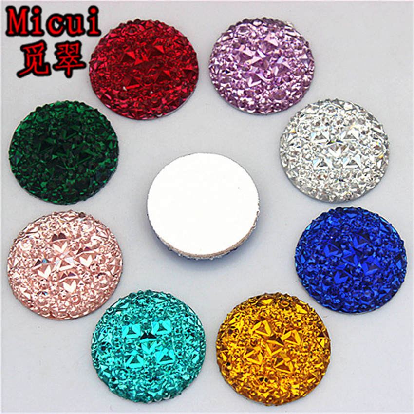☜Micui 30PCS 25mm Round Resin Crystals Appliques flatback Beads Resin ...