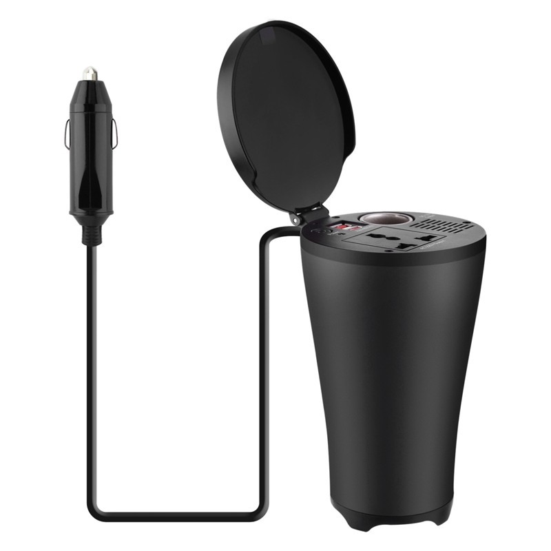 ⚖12V To 220V 150W Car Power Inverter Cup Holder With AC Outlets And 4 ...