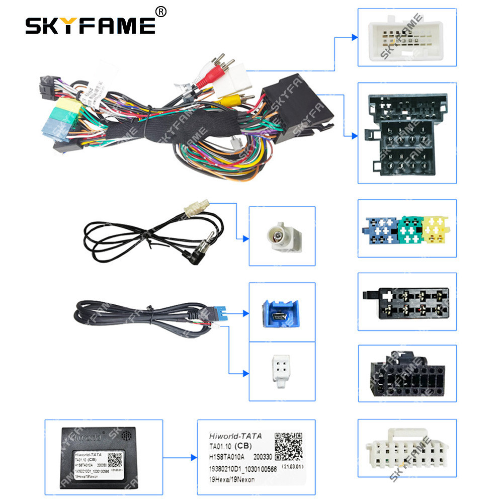 SKYFAME Car 16pin Wiring Harness Adapter Canbus Box Decoder Android ...