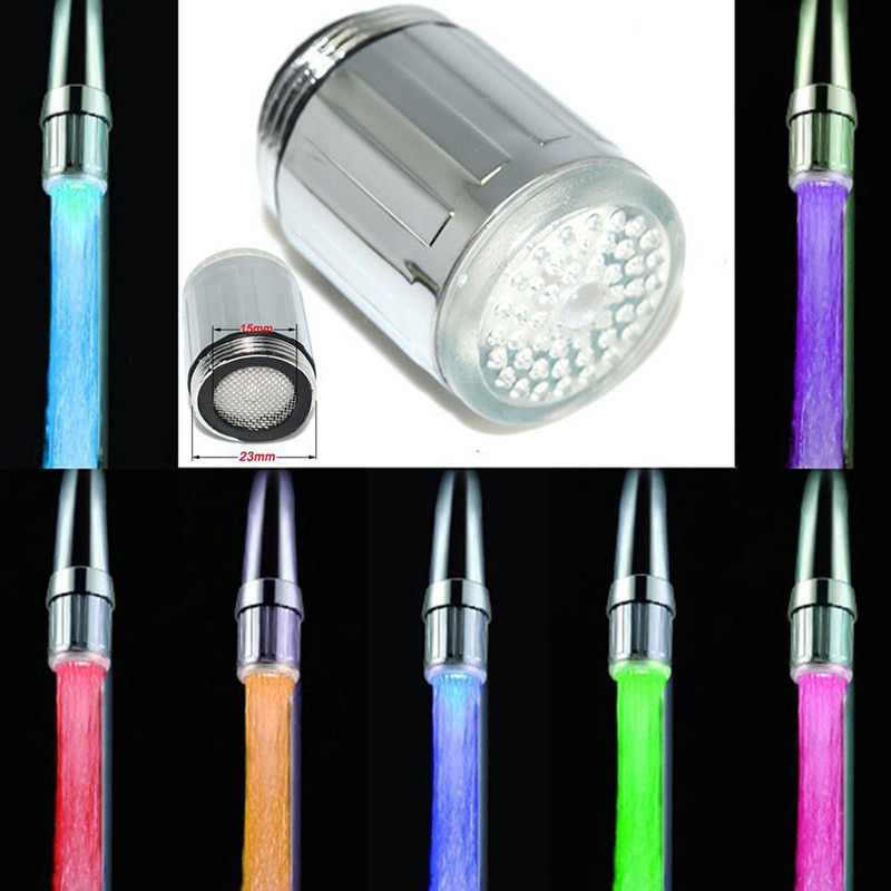Color Changing Temperature Sensor Shower Tap LED Water Faucet Kitchen ...
