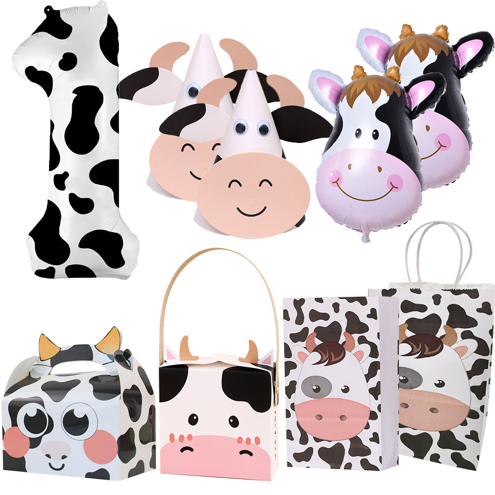 1pack Cow Pattern Candy Boxes Carton Cow Cookie Paper Bags for Kids ...