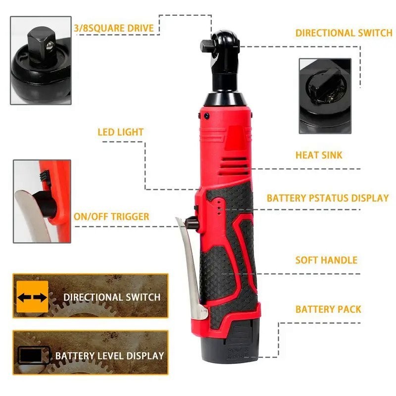 12V Charger For Husky H38CPRAT Cordless Ratchet - Replacement Power Cord For 3/8" Drive Model 7106