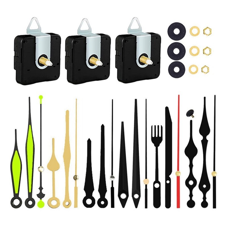 3Pcs Clock Mechanism Kit With 6 Different Clock Hand DIY Wall Clock ...