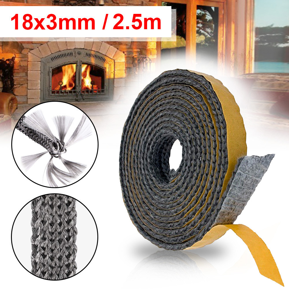 ☢2.5M Black Flat Stoves Rope Self Adhesive Glass Chimney Door Stove ...