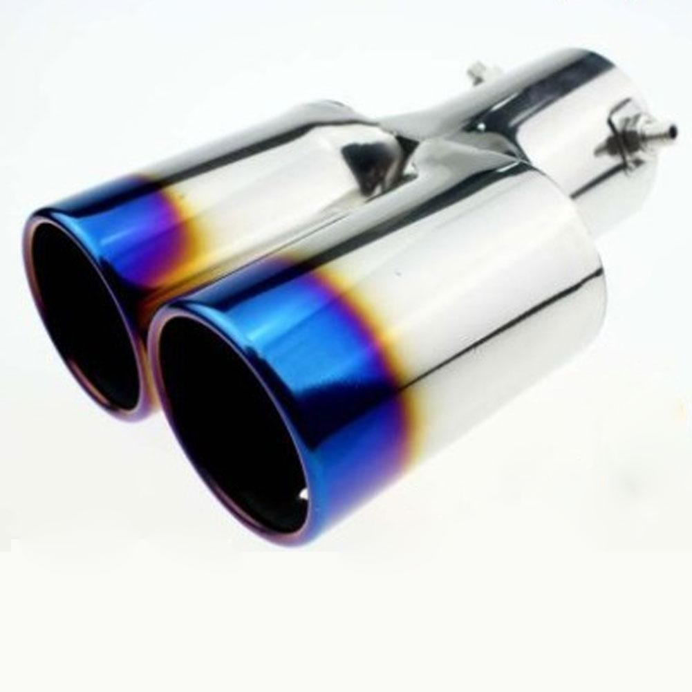 ★Automobile Exhaust Pipe Tail Throat Double Pipe Car Muffler Universal ...