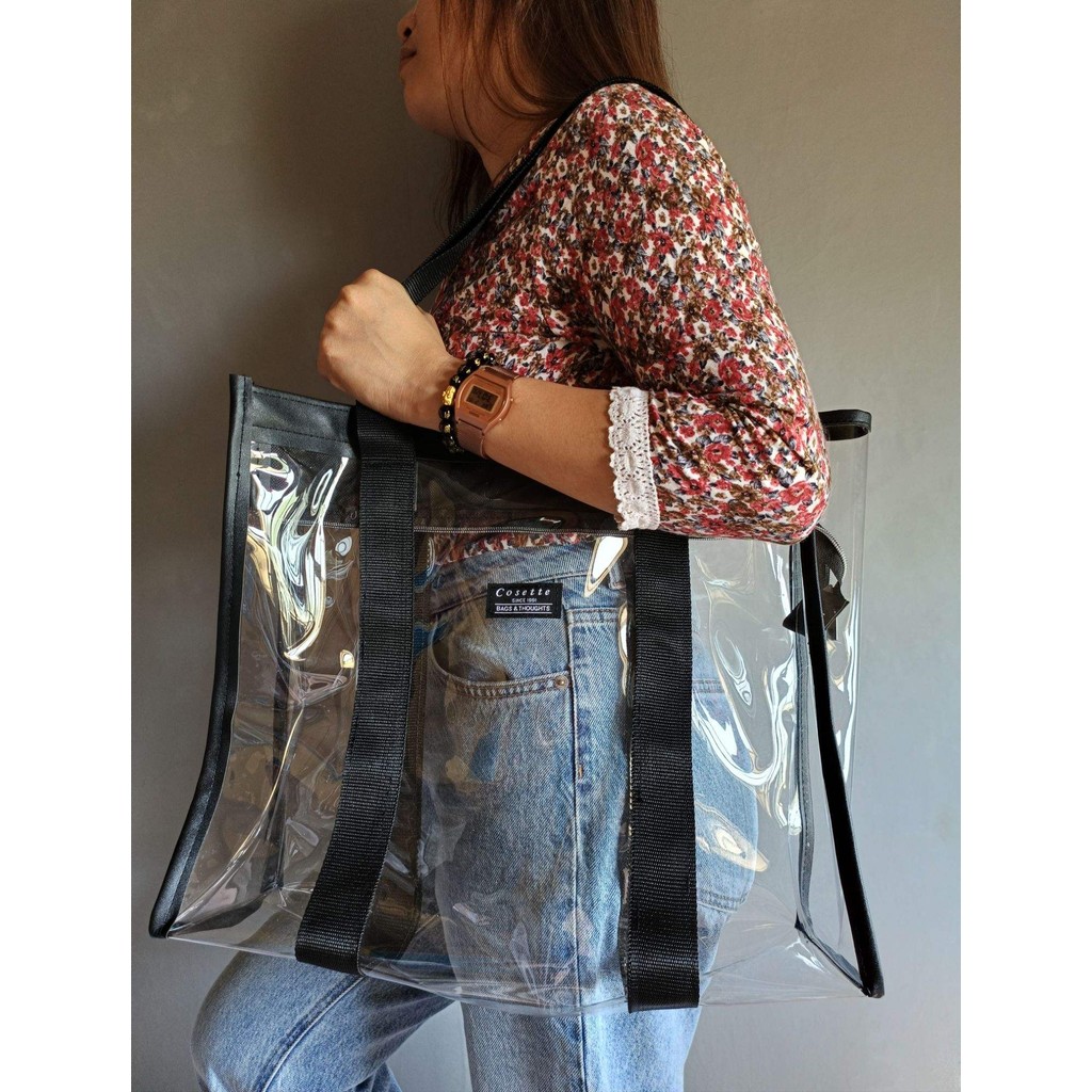 Transparent Bag Laptop Bag/Shopping Bag/Office bag made with thick ...