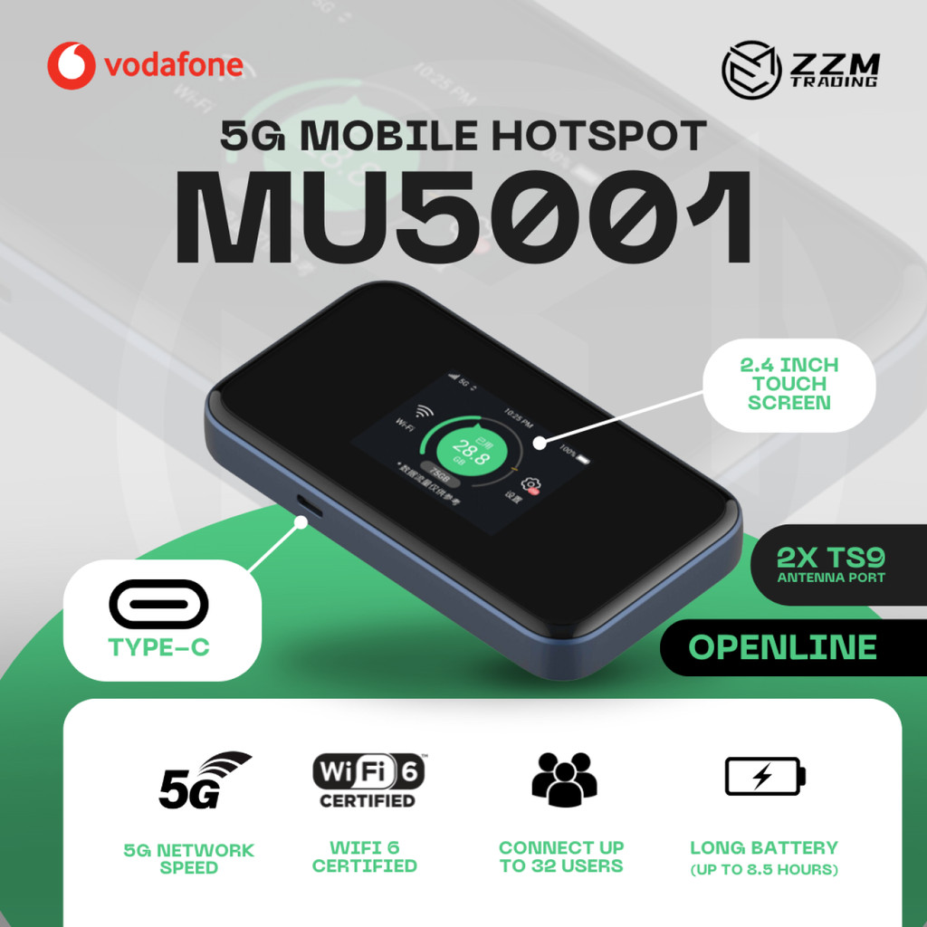 Vodafone 5G Mobile Hotspot MU5001 5G Mobile WiFi6 Router Support 5G ...