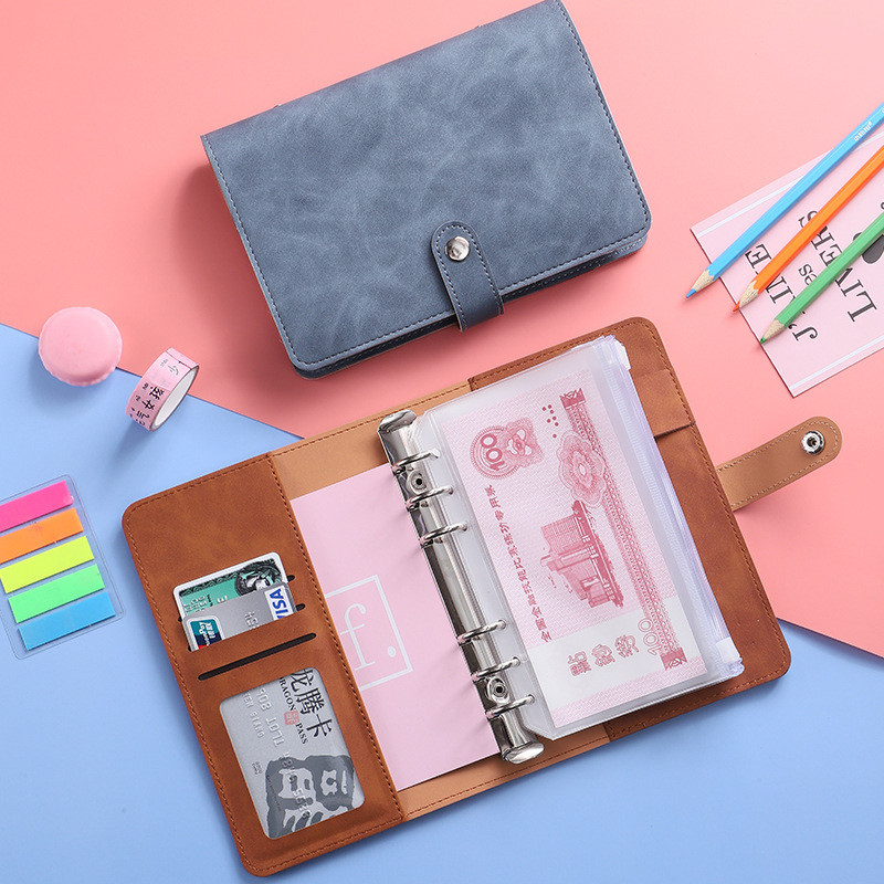 Laptop Binder Multi Functional Notebook A6 PU Leather Cash Envelopes ...