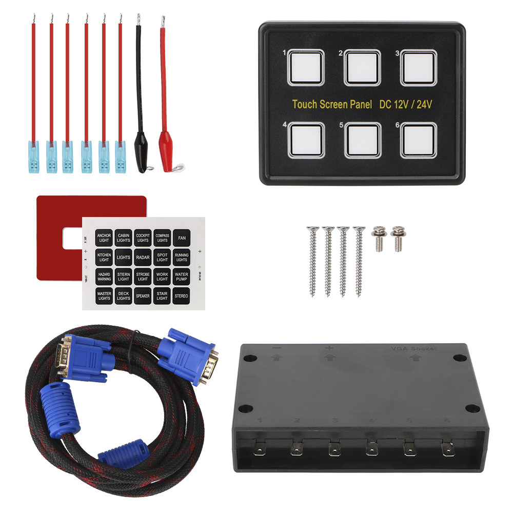 Touch Screen Switches Panel 6 Gang LED Switch Panel Slim Touch Circuit