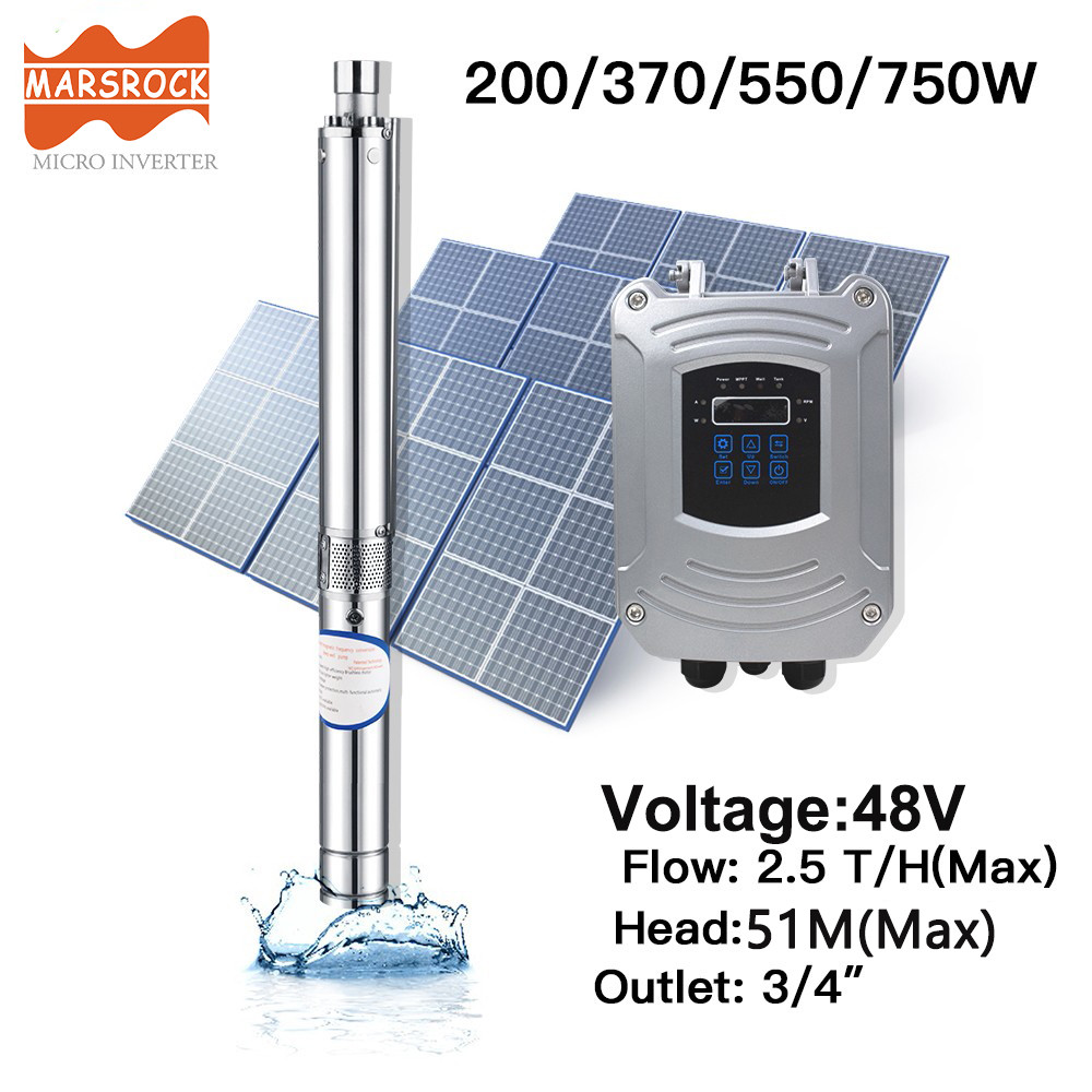 ♡550W DC48V Solar Deep Well Water Pump With Controller Max Head 51M