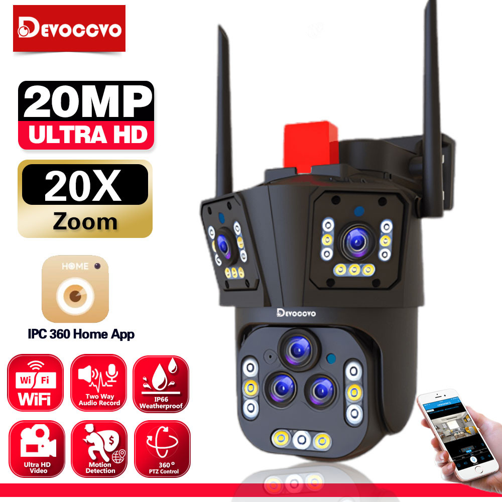 ☈4K 20X Zoom Wifi PTZ IP Security Camera Auto Tracking Dual Lens ...
