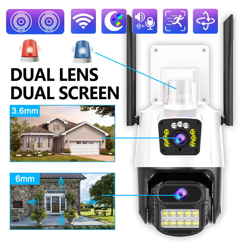 ★6MP UHD V360Pro APP Dual Lens 4G/WIFI PTZ IP Camera Full Color AI ...
