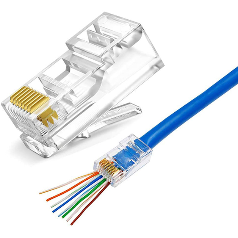 RJ45 Connectors Cat6 RJ45 Pass Through Connector, Cat6/Cat5e Connectors