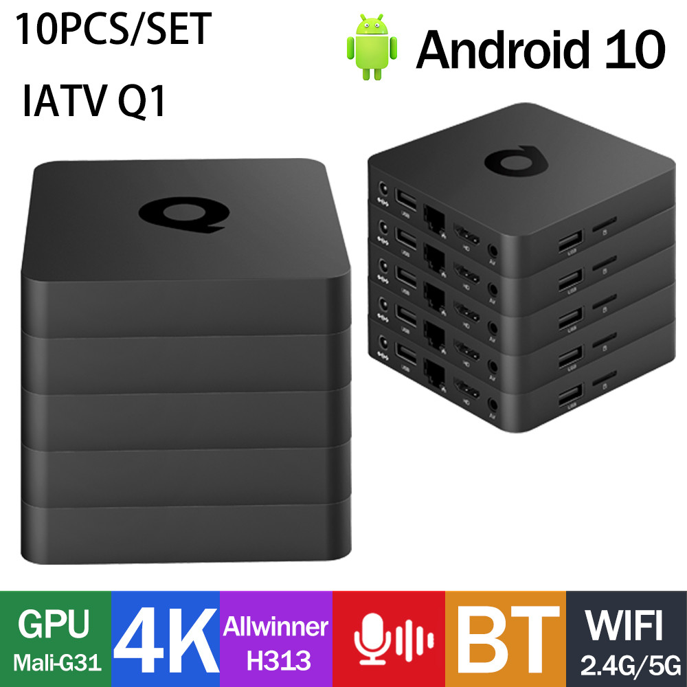 ☽10PCS/SET iATV Q1 AndroidTV Smart TV Box Allwinner H313 2G8G 2G16G 4K ...