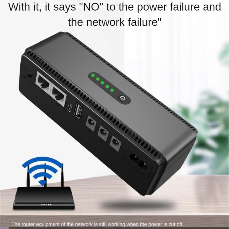 ☬8800/10400mAh Portable Route UPS 5V-12V Uninterruptible Power Supply ...