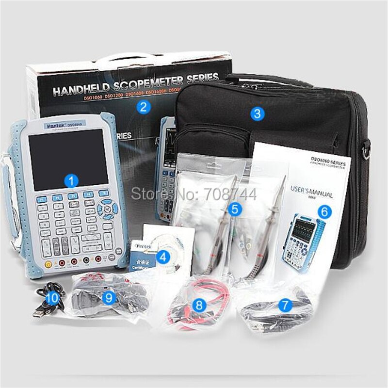 ๑Hantek DSO8060 Fiveinone Handheld Oscilloscope DMM/ Spectrum